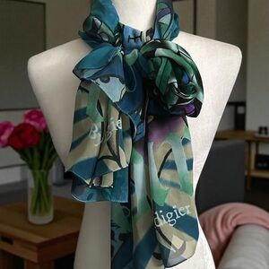 Large Vintage Ed Hardy Love and Roses By Christian Audigier Scarf GUC